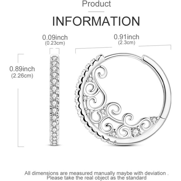 925 Sterling Silver Earrings Big Large Hoops for Women Ladies  Lightweight - Picture 4 of 6